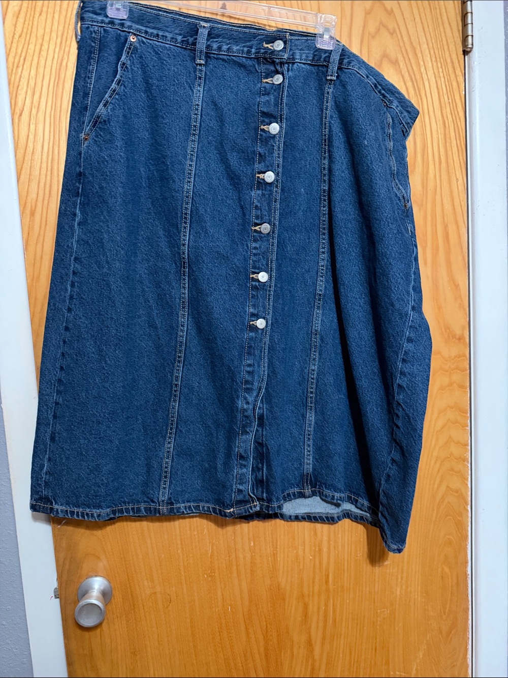 Old Navy Dark Blue Button-Front A-Line Denim Skirt